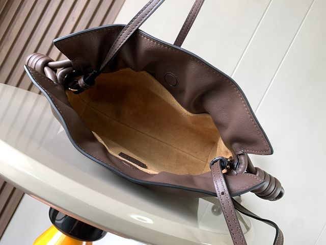 Loewe original calfskin mini flamenco clutch A411FC2 dark coffee
