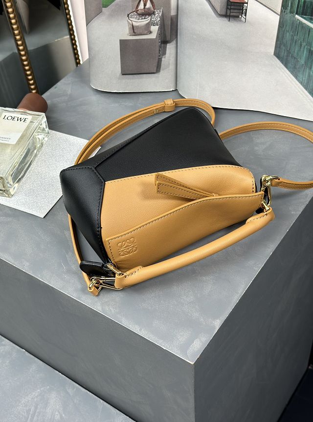 Loewe original calfskin mini puzzle bag A510P88 black&tan