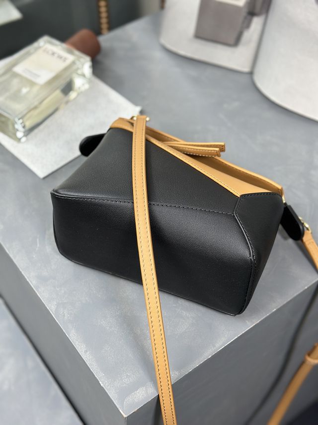 Loewe original calfskin mini puzzle bag A510P88 black&tan