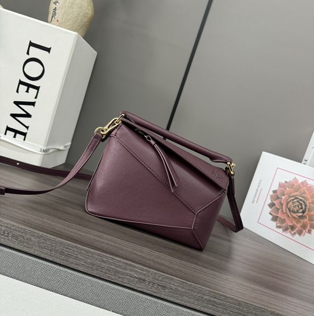 Loewe original calfskin mini puzzle bag A510P88 burgundy