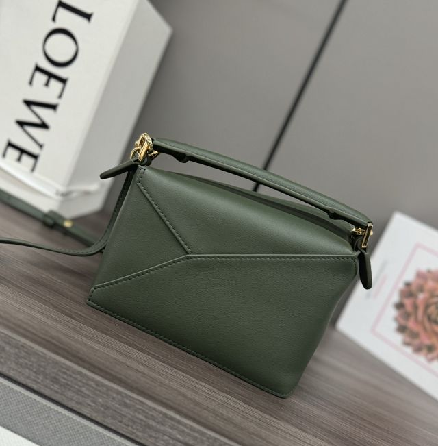 Loewe original calfskin mini puzzle bag A510P88 dark green