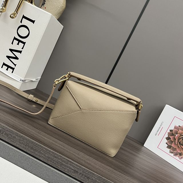 Loewe original grained calfskin mini puzzle bag A510P88 beige