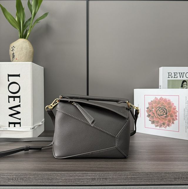 Loewe original grained calfskin mini puzzle bag A510P88 dark grey