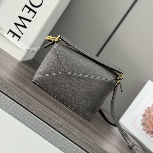Loewe original grained calfskin mini puzzle bag A510P88 dark grey