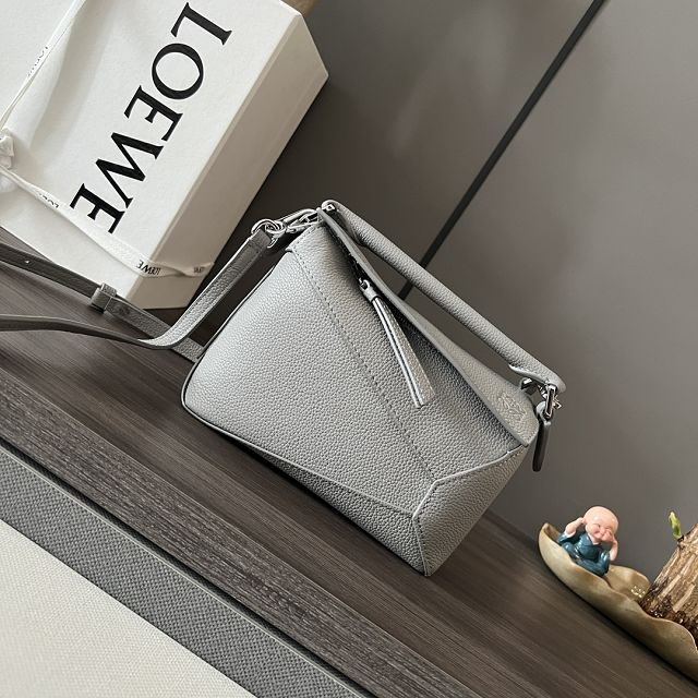 Loewe original grained calfskin mini puzzle bag A510P88 grey