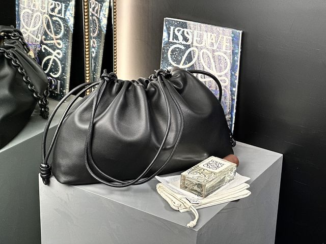 Loewe original lambskin large flamenco purse A411FPD black