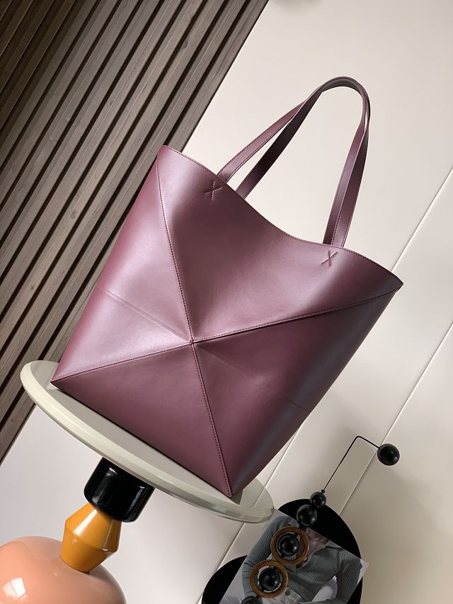 Loewe original calfskin large puzzle fold tote B933Q18 burgundy