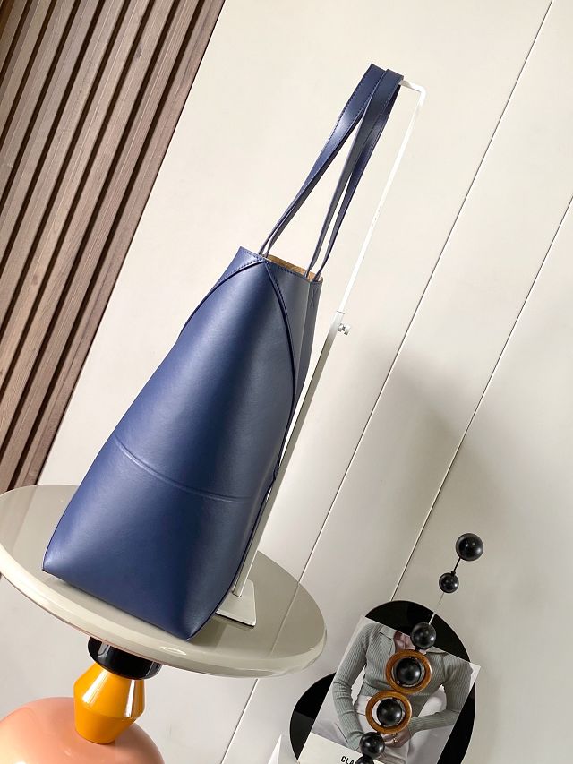 Loewe original calfskin large puzzle fold tote B933Q18 dark blue