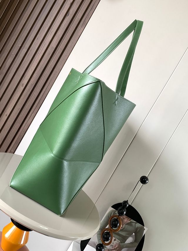 Loewe original calfskin large puzzle fold tote B933Q18 green