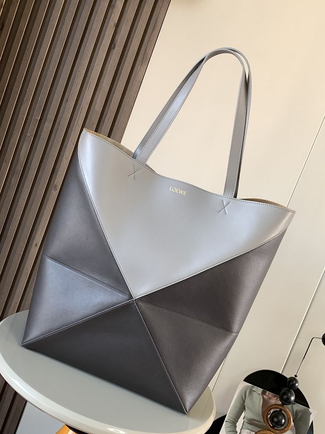 Loewe original calfskin large puzzle fold tote B933Q18 grey