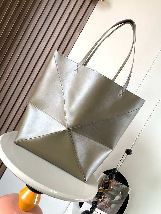 Loewe original calfskin large puzzle fold tote B933Q18 khaki green