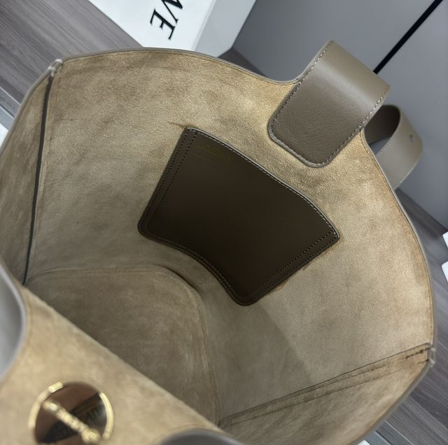 Loewe original calfskin medium pebble bucket BBMX02 grey