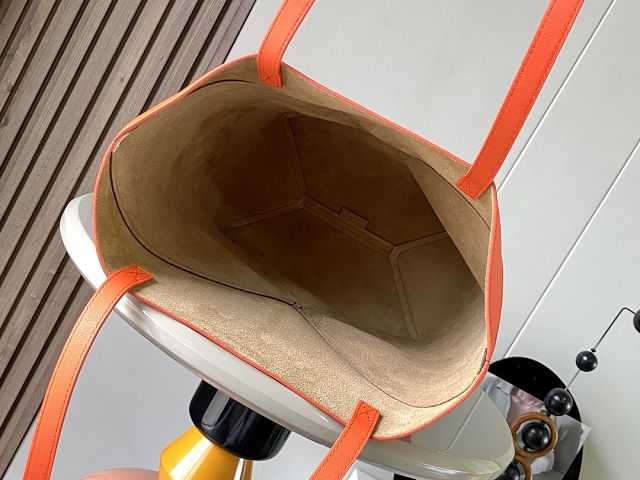 Loewe original calfskin medium puzzle fold tote A657G50 burgundy&orange