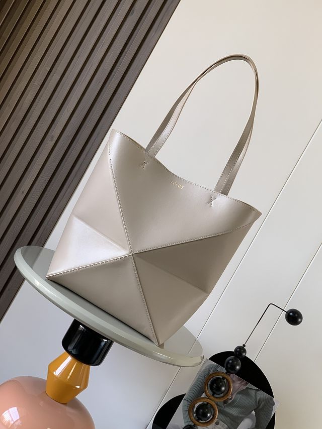 Loewe original calfskin medium puzzle fold tote A657G50 grey