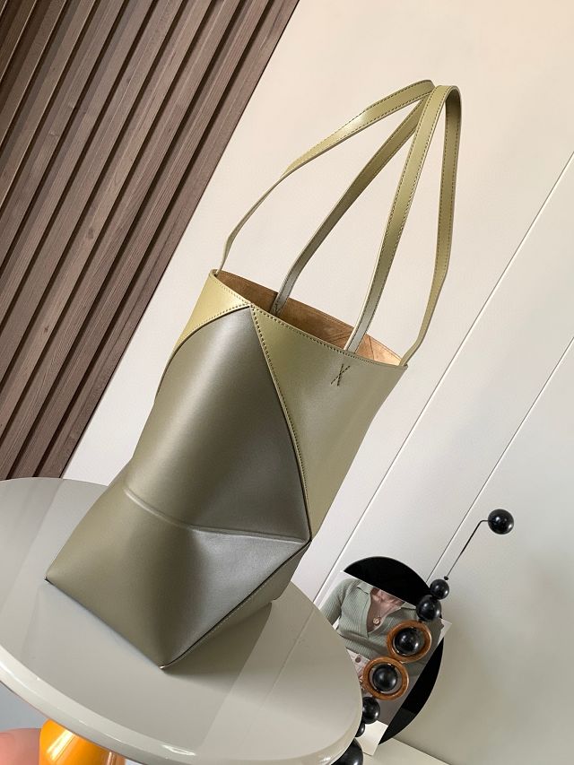 Loewe original calfskin medium puzzle fold tote A657G50 khaki