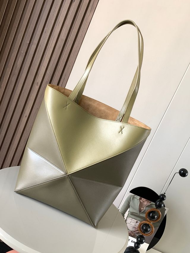 Loewe original calfskin medium puzzle fold tote A657G50 khaki