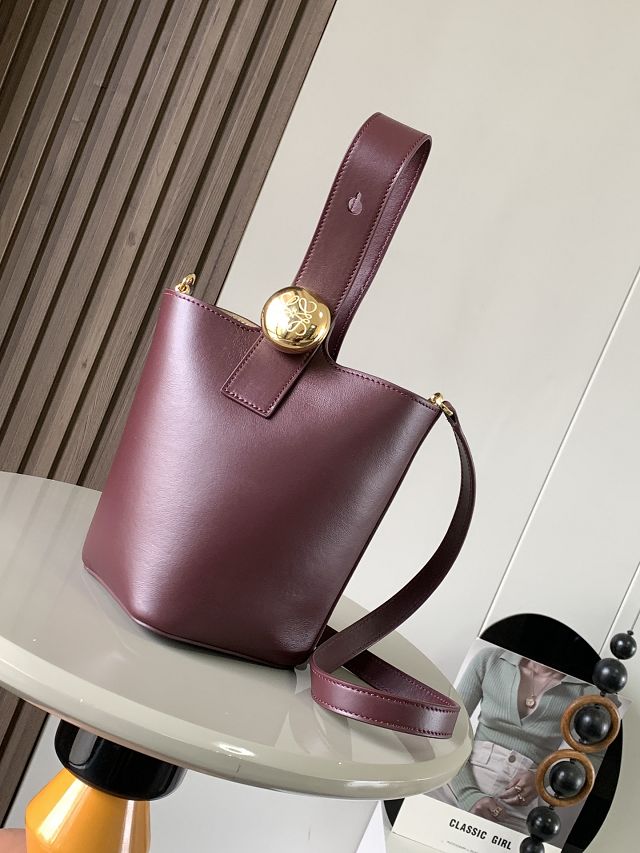 Loewe original calfskin mini pebble bucket BBMX01 burgundy