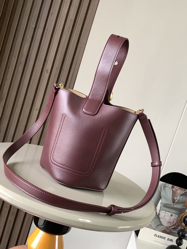 Loewe original calfskin mini pebble bucket BBMX01 burgundy
