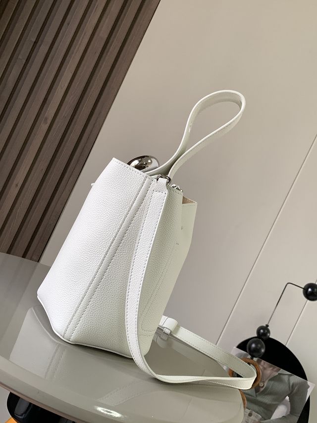 Loewe original calfskin mini pebble bucket BBMX01 white