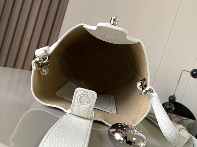 Loewe original calfskin mini pebble bucket BBMX01 white