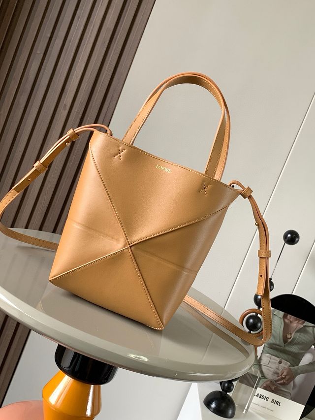 Loewe original calfskin mini puzzle fold tote A657V25 desert
