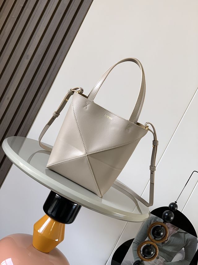Loewe original calfskin mini puzzle fold tote A657V25 grey