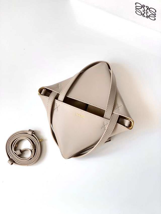 Loewe original calfskin mini puzzle fold tote A657V25 grey