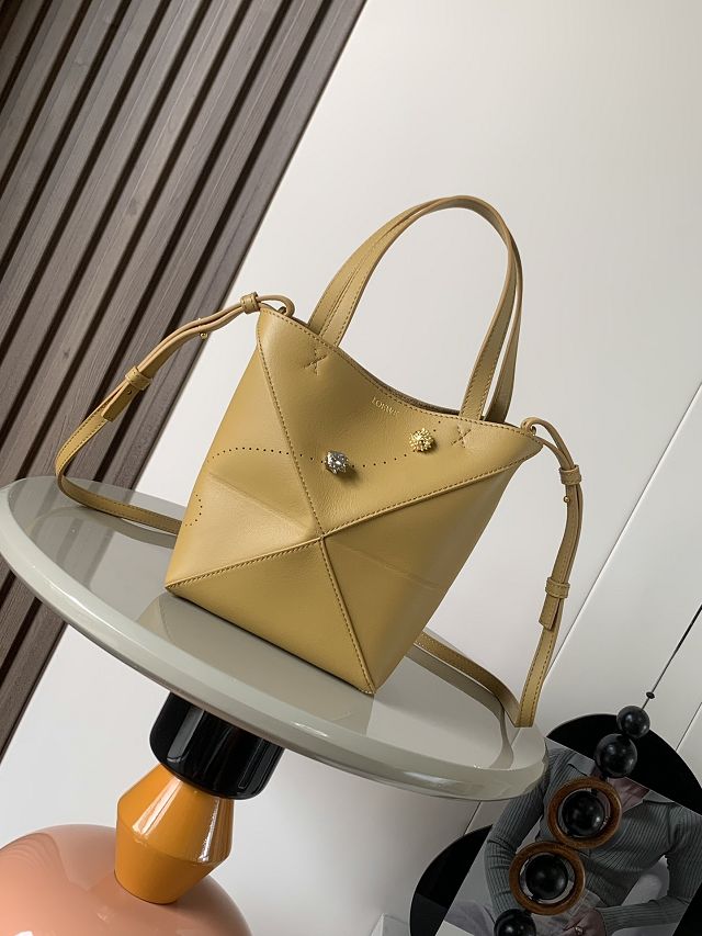 Loewe original calfskin mini puzzle fold tote A657V25 sahara