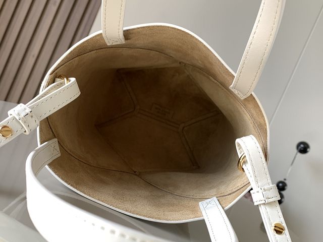 Loewe original calfskin mini puzzle fold tote A657V25 white&beige