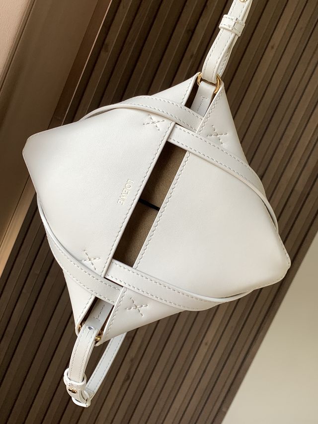 Loewe original calfskin mini puzzle fold tote A657V25 white&beige