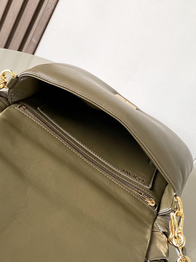 Loewe original lambskin medium goya puffer bag  A896P41 khaki green