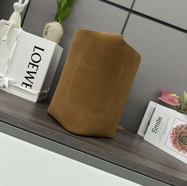 Loewe original suede calfskin medium pebble bucket BBMX02 brown