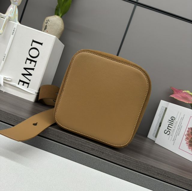 Loewe original suede calfskin medium pebble bucket BBMX02 brown