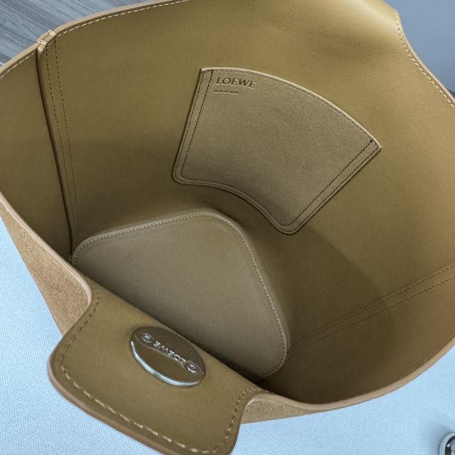 Loewe original suede calfskin medium pebble bucket BBMX02 brown