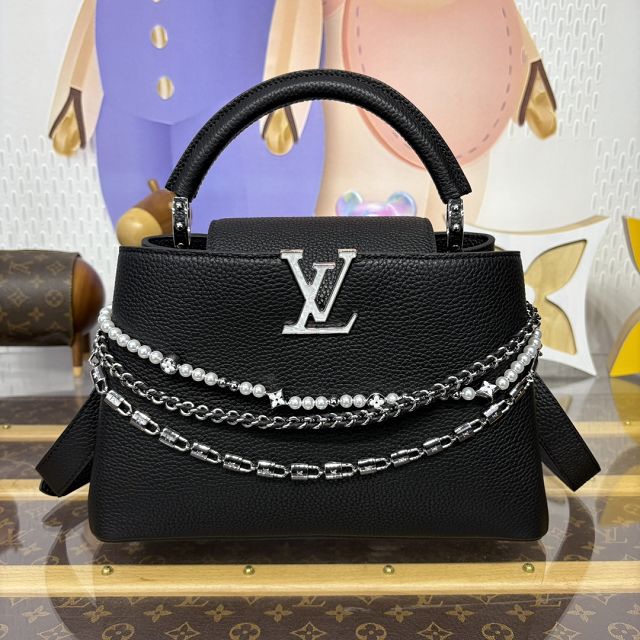 Louis vuitton original calfskin capucines mm M12936 black