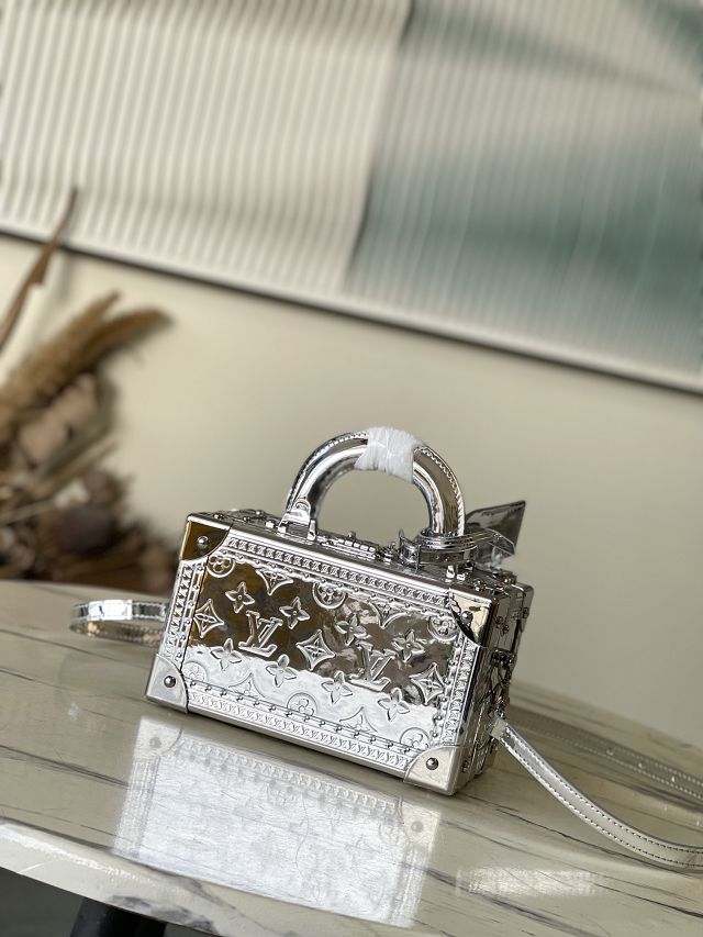 Louis vuitton original vernis leather tresor case M45673 silver