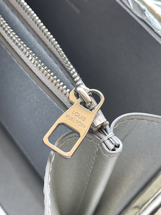 Louis vuitton original vernis leather tresor case M45673 silver