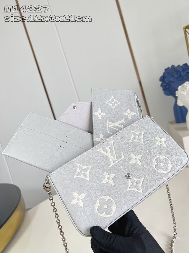 Louis vuitton original calfskin felicie pochette M82610 grey