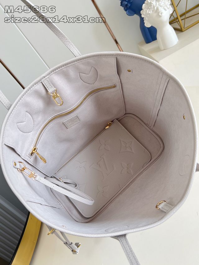 Louis vuitton original calfskin neverfull mm M13758 light grey