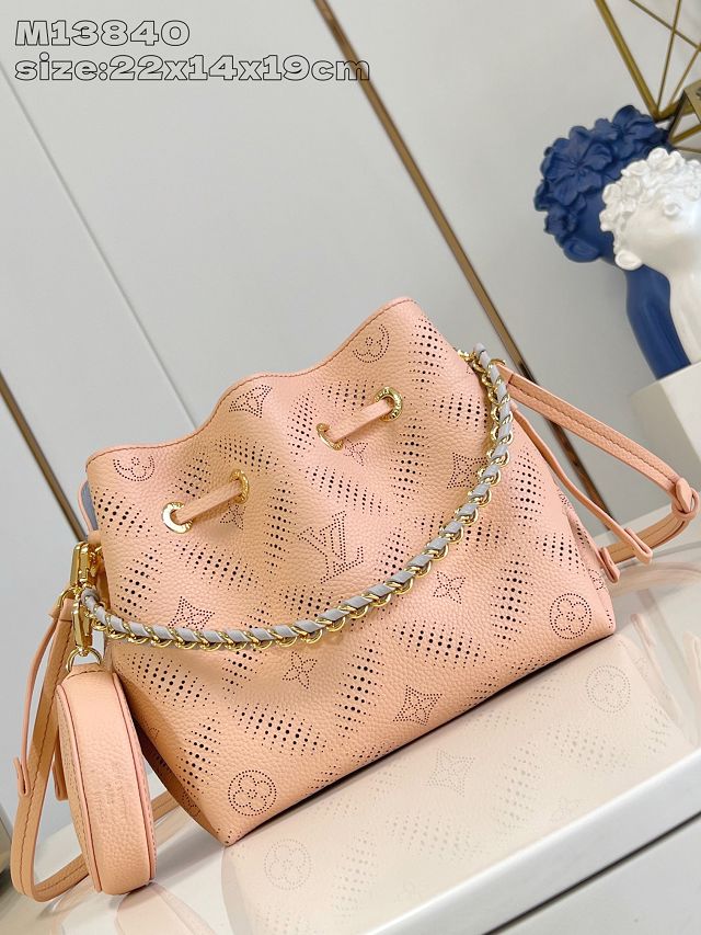 Louis vuitton original mahina leather bella bucket bag M13840 pink