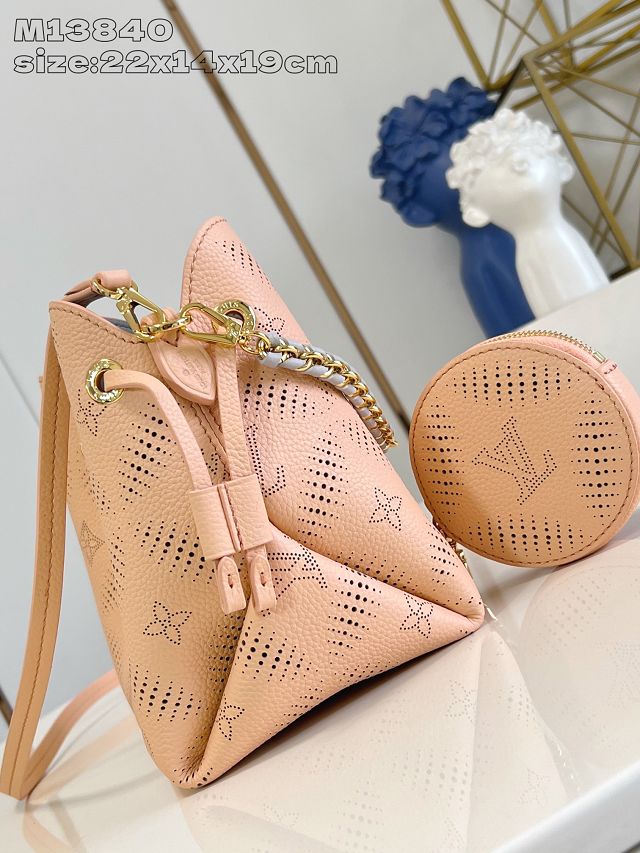 Louis vuitton original mahina leather bella bucket bag M13840 pink