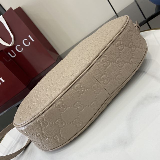 GG original calfskin emblem large shoulder bag 820453 taupe