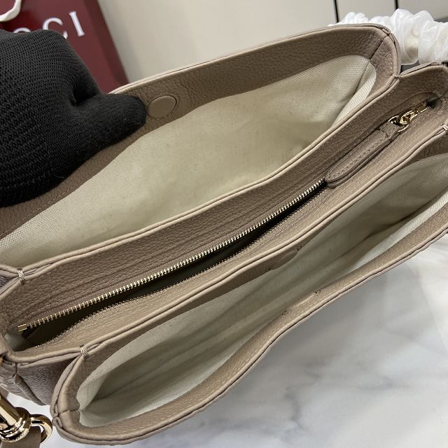 GG original calfskin emblem small shoulder bag 815263 taupe
