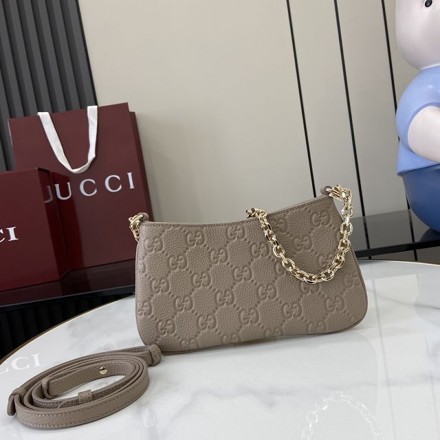 GG original calfskin emblem super mini bag 815278 taupe