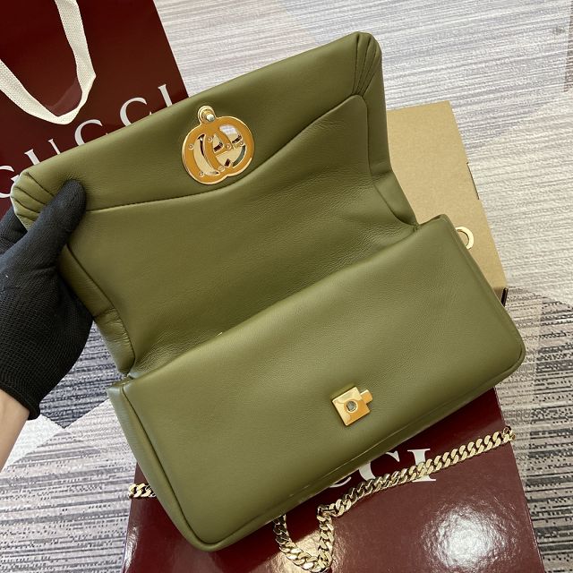 GG original calfskin milano small top handle bag 806016 green