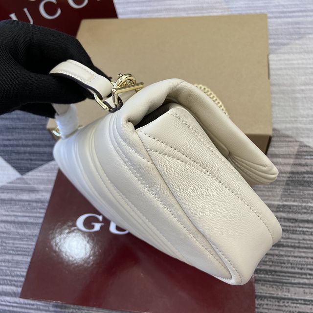 GG original lambskin milano small top handle bag 806016 white