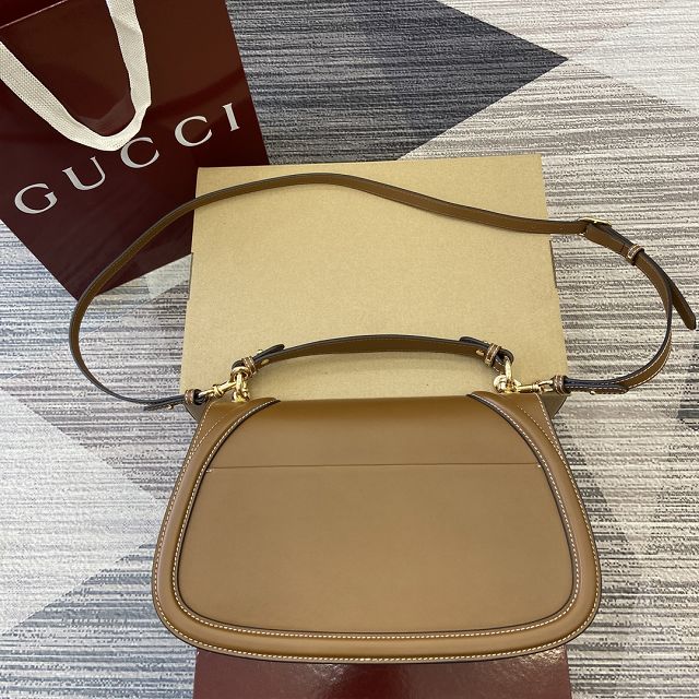 GG original calfskin blondie large top handle bag 815716 brown