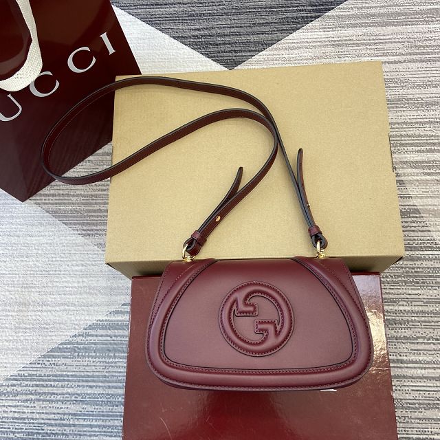 GG original calfskin blondie small shoulder bag 815700 bordeaux