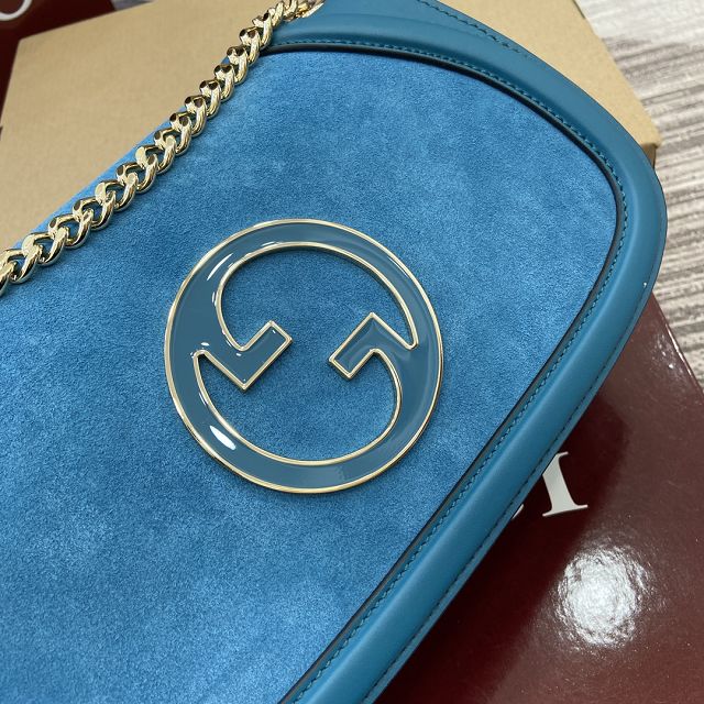 GG original suede calfskin blondie medium shoulder bag 815715 blue