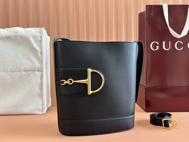 GG original calfskin 73 medium bucket bag 833660 black